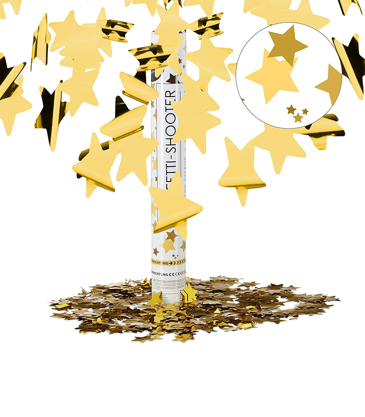 Lansator confetti Party Popper cu folie metalica, Stele, 40 cm